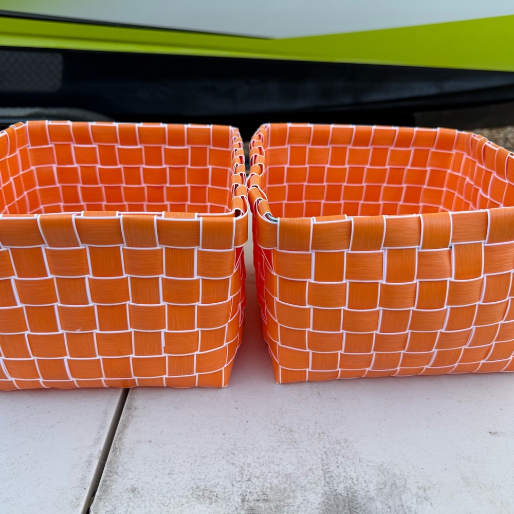 Crate & Kids Small Orange Woven Storage Baskets